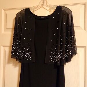 Blk tank dress with cape, dressy